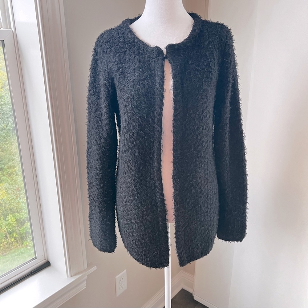 Adrianna Papell textured cardigan black open soft  size L